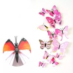 3D butterflies with magnet, house or event decorations, set of 12 pieces, pink color